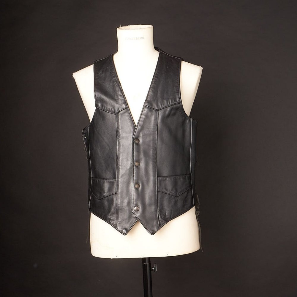 Vintage 1980s Black Leather Vest
